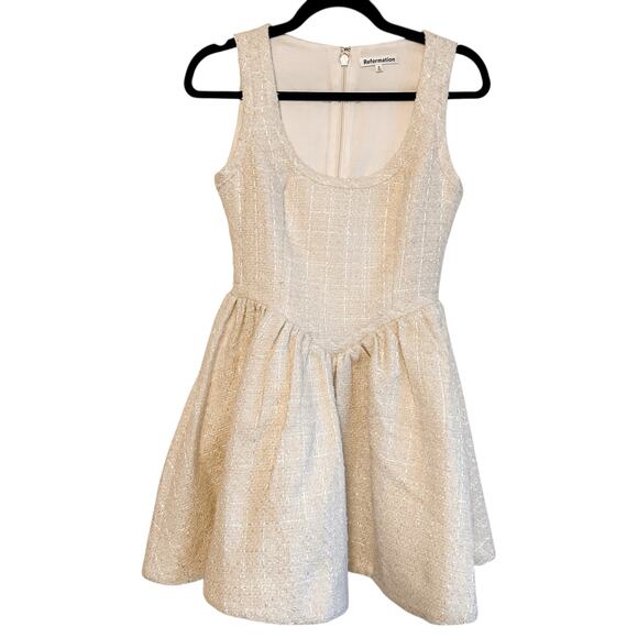 Reformation Aliana Tweed Mini Dress Ivory - Picture 6 of 11
